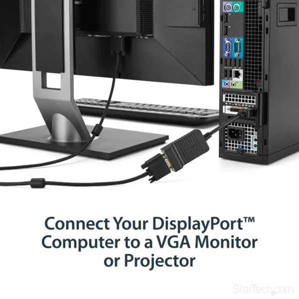 StarTech.com DisplayPort to VGA Adapter – Active DP to VGA Converter – 1080p Video – Durable – DP/DP++ Source to VGA Monitor Cable Adapter Dongle – DP 1.2 to VGA – Latching DP Connector