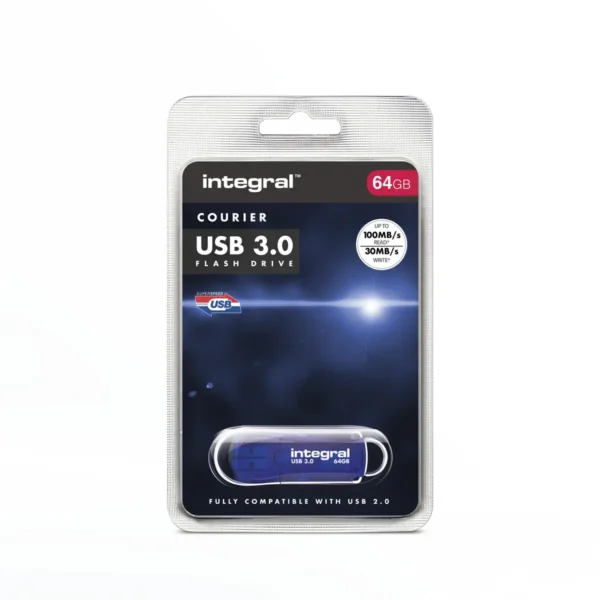 Integral 64GB USB3.0 DRIVE COURIER BLUE UP TO R-100 W-30 MBS