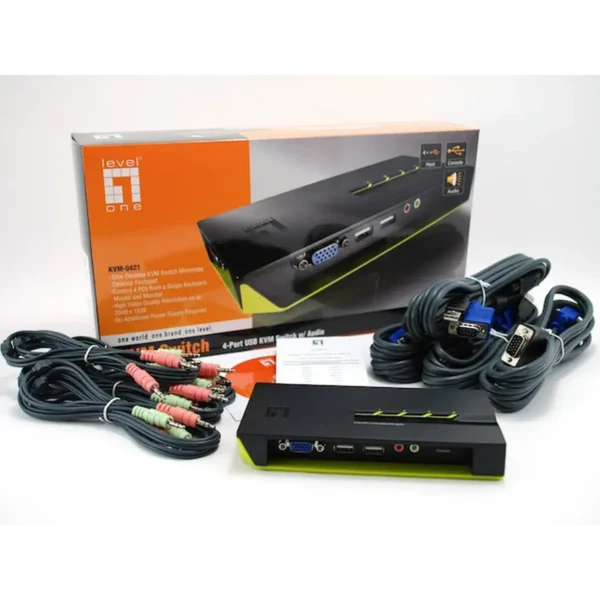 LevelOne 4-Port USB VGA KVM Switch, audio support