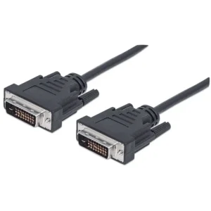 Manhattan Digital DVI-D Dual Link Video Cable, 3m, Male to Male, Fully Shielded, Compatible with DVD-D, Black, Lifetime Warranty