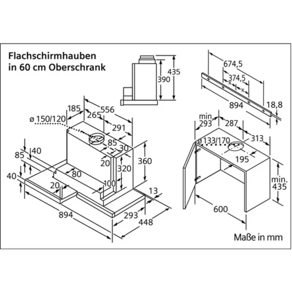 Siemens LI48930 cooker hood Built-under Stainless steel 450 m³/h