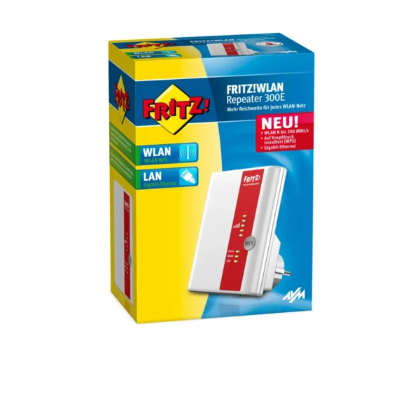 FRITZ! WLAN Repeater 300E Network repeater 1000 Mbit/s Red, White