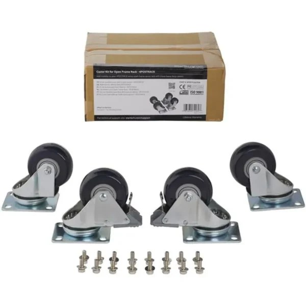 StarTech.com Caster Kit for Open Frame Rack – 4POSTRACK