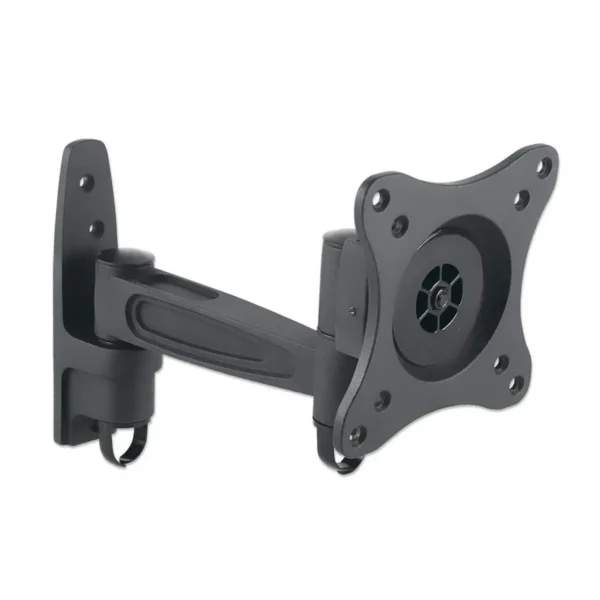 Manhattan Wall Mount for TV & Monitors (Tilt and Swivel 2 pivots), For screens 13″ to 27″, VESA compatability: 75x75mm and 100x100mm – check the dimensions of the four mounting holes on back of screen to ensure it fits, Max 15kg, Black, Bracket