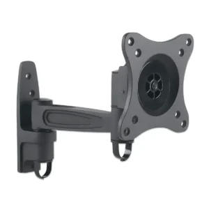 Manhattan Wall Mount for TV & Monitors (Tilt and Swivel 2 pivots), For screens 13″ to 27″, VESA compatability: 75x75mm and 100x100mm – check the dimensions of the four mounting holes on back of screen to ensure it fits, Max 15kg, Black, Bracket