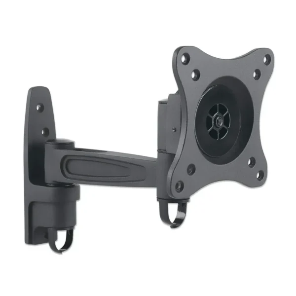 Manhattan Wall Mount for TV & Monitors (Tilt and Swivel 2 pivots), For screens 13″ to 27″, VESA compatability: 75x75mm and 100x100mm – check the dimensions of the four mounting holes on back of screen to ensure it fits, Max 15kg, Black, Bracket