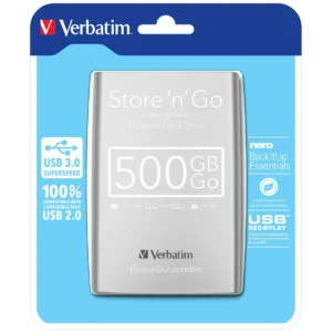 Verbatim Store ‘n’ Go USB 3.0 Portable Hard Drive 500GB Silver