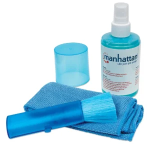 Manhattan LCD Cleaning Kit, Alcohol-free, Includes Cleaning Solution (200ml), Brush and Microfibre Cloth, Ideal for use on monitors/laptops/keyboards/etc, Three Year Warranty