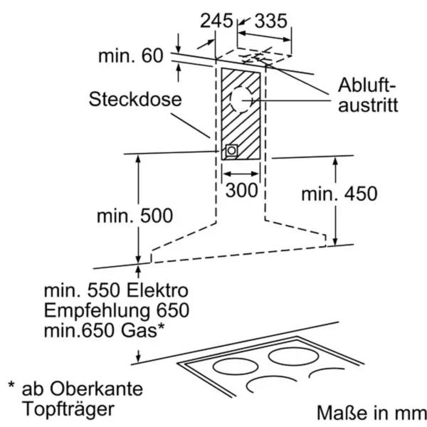 Siemens LC96WA530 cooker hood Wall-mounted Stainless steel 450 m³/h