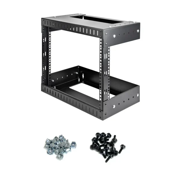 StarTech.com 8U 19″ Wall Mount Network Rack – Adjustable Depth 12-20″ 2 Post Open Frame Server Room Rack for AV/Data/ IT Communication/Computer Equipment/Switch w/Cage Nuts & Screws
