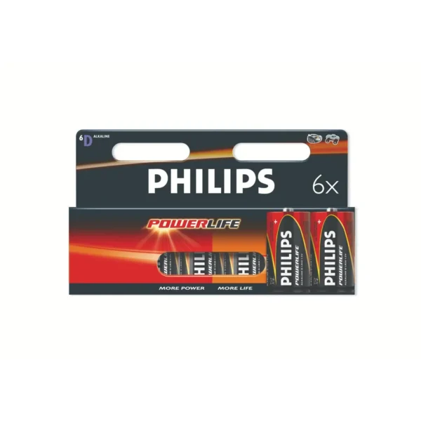 Philips PowerLife LR20PB6C D Alkaline Battery