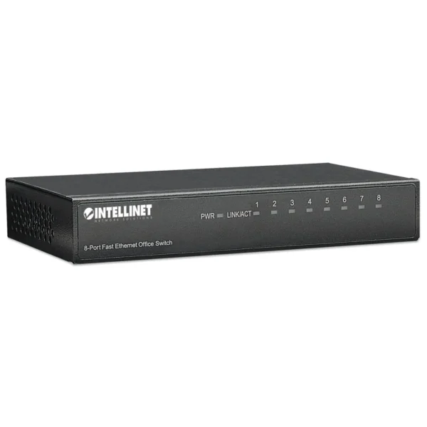 Intellinet 8-Port Fast Ethernet Office Switch, Desktop Size, Metal, IEEE 802.3az (Energy Efficient Ethernet), Box