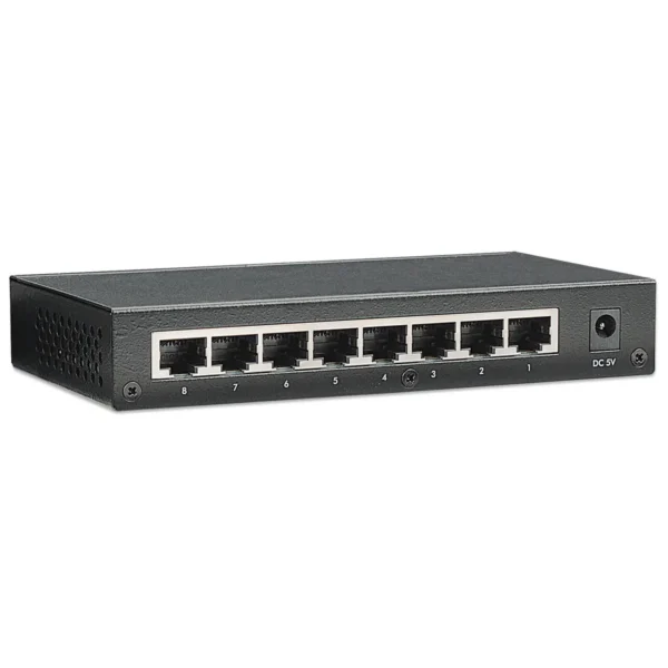 Intellinet 8-Port Fast Ethernet Office Switch, Desktop Size, Metal, IEEE 802.3az (Energy Efficient Ethernet), Box