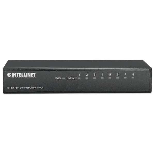 Intellinet 8-Port Fast Ethernet Office Switch, Desktop Size, Metal, IEEE 802.3az (Energy Efficient Ethernet), Box