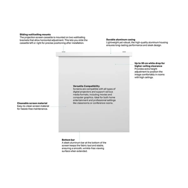 Multibrackets M 1:1 Motorized Projection Screen 145×145, 80″ White Edition