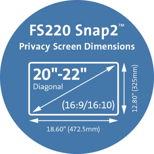 Kensington FS220 Snap2 Privacy Screen for 20”-22” Widescreen Monitors - Black