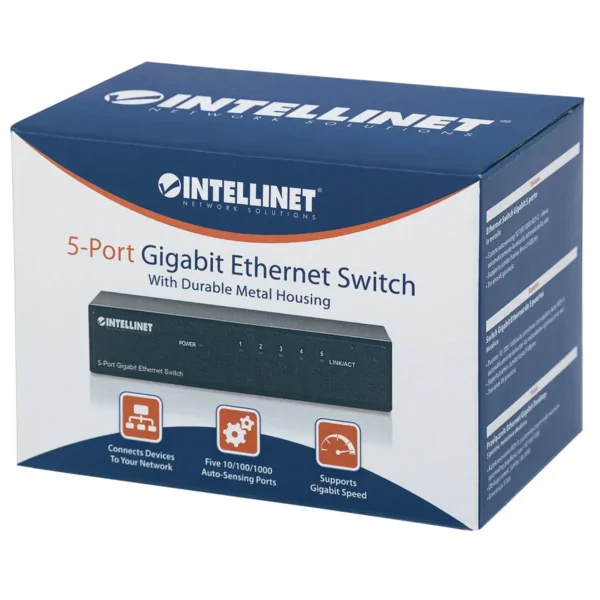 Intellinet 5-Port Gigabit Ethernet Switch, Desktop Size, Metal Housing, IEEE 802.3az (Energy Efficient Ethernet)