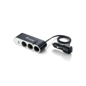 Equip Triple Socket with USB Car Charger