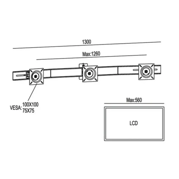 Multibrackets M Public Display Stand Triple Screen Mount 10″-24″ Black