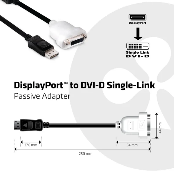 CLUB3D DisplayPort to DVI-D Single Link Adapter Cable