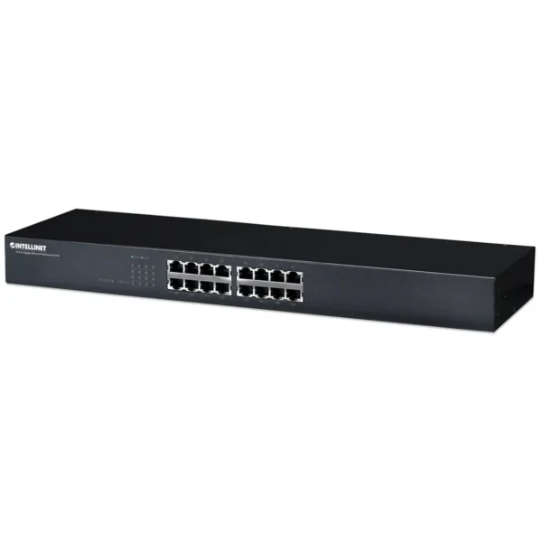 Intellinet 16-Port Gigabit Ethernet Switch, 16-Port RJ45 10/100/1000 Mbps, IEEE 802.3az Energy Efficient Ethernet, 19″ Rackmount, Metal (Euro 2-pin plug)