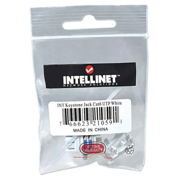 Intellinet Keystone Jack, Cat6, UTP, Punch-down, White